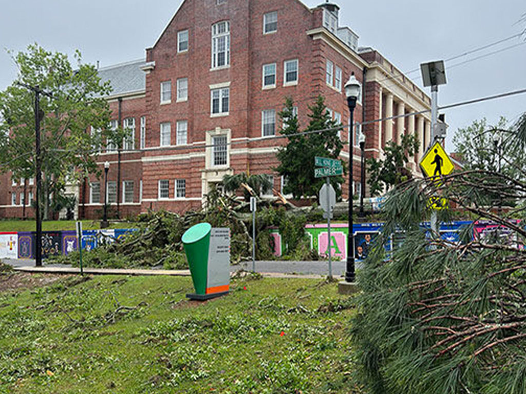 Campus Damage near Lee Hall