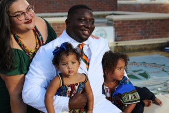 Michael Kosak Osei Assibey with his wife, Krystelle, daughters Yeshua and Talitha during his 2023 White Coat Ceremony. (Courtesey: Michael Kosak Osei Assibey)