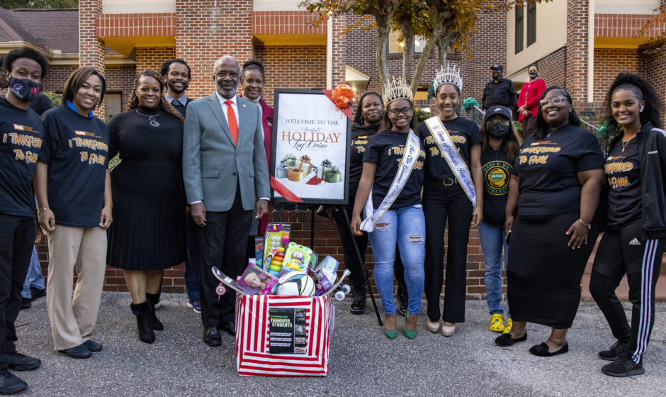 President Robinson with gifts