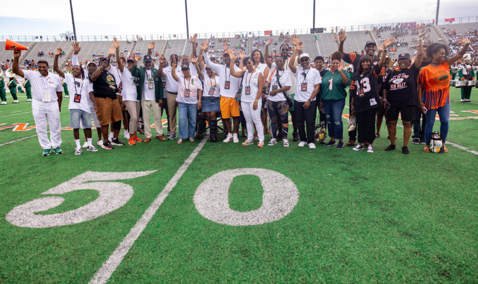 Ken Riley’s widow, children, relatives and former players joined President Robinson, VP/AD Tiffani- Dawn Sykes, and head coach Willie Simmons at the naming ceremony.(Credit: Christian Whitaker)