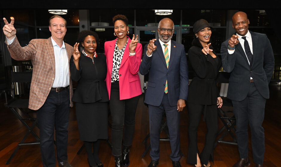 President Robinson joins Peter Farnsworth (far left) and others at SALA Series event in New York City.