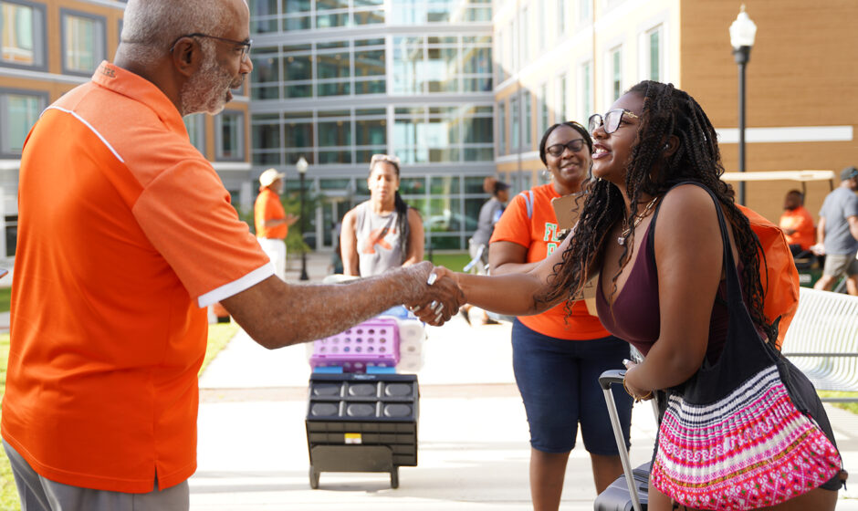 President Robinson greets arrivals