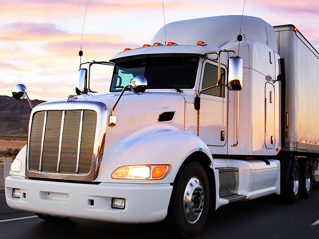 Large shipping truck on the road