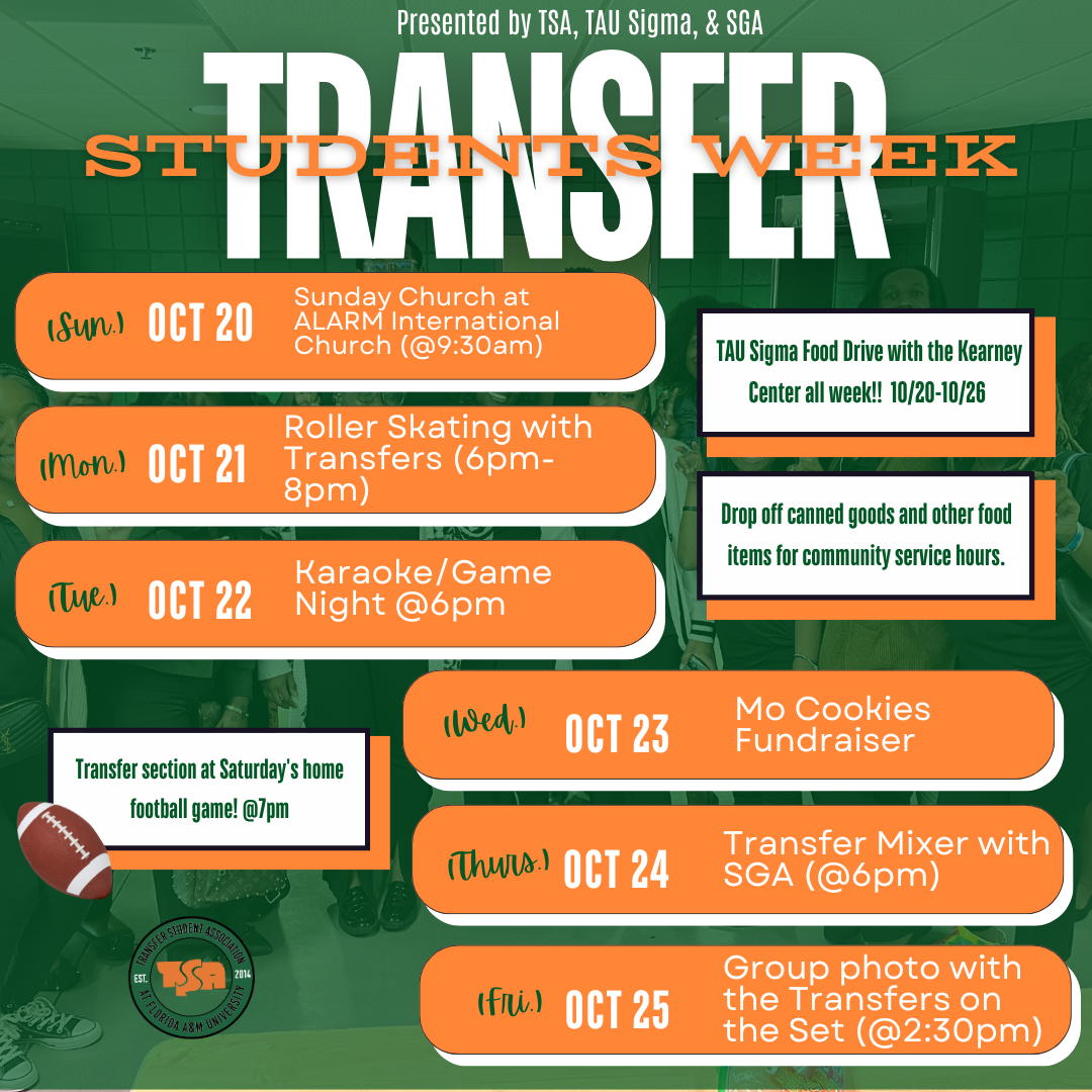 TSA, TAU Sigma, & SGA: TRANSFER STUDENT WEEK