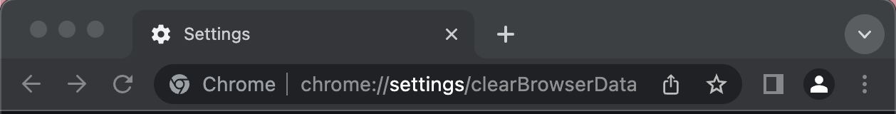 chrom adress bar showing the url: chrome://settings/clearBrowserData