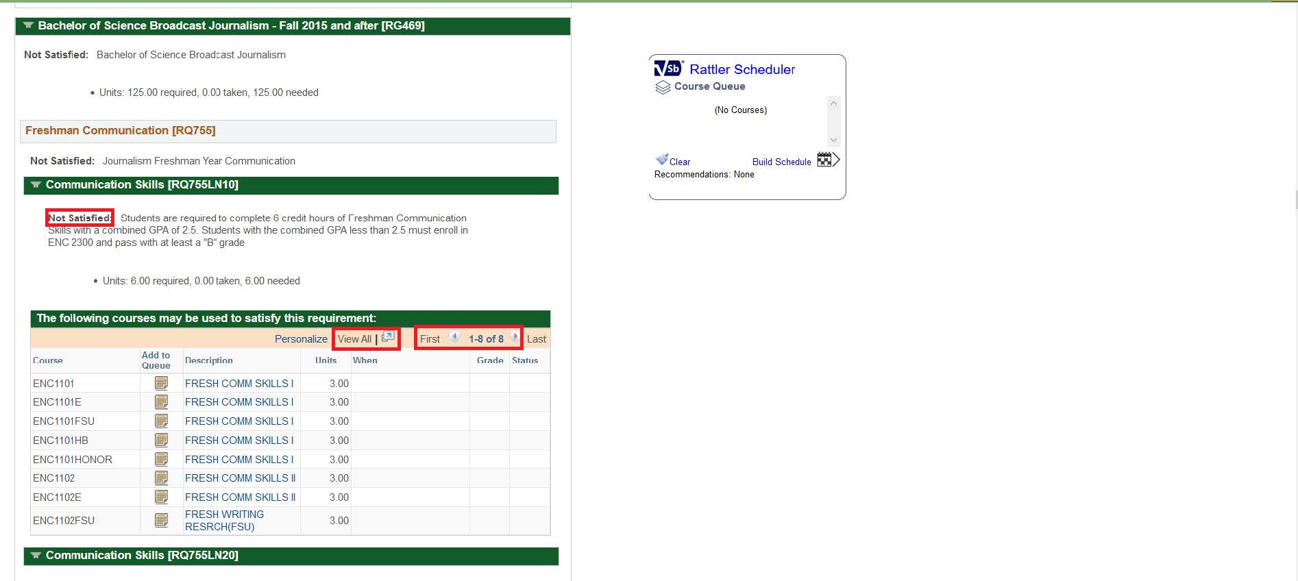 Academic Requirements Page