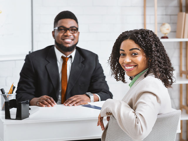 Human resources employees smiling