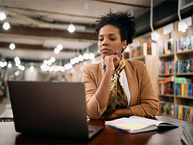 woman using laptop