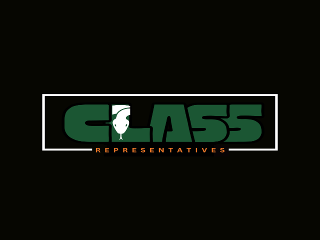 image that reads class representatives with snake head on the L