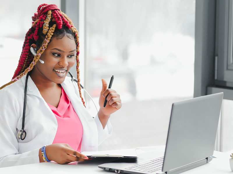 Young doctor on virtual call